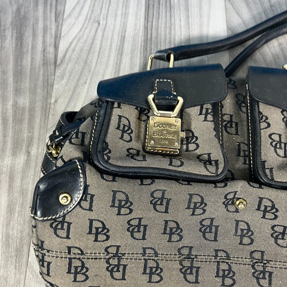 Dooney & Bourke black and grey duffle bag with 2 pockets Zippered Compartment - Picture 6 of 10